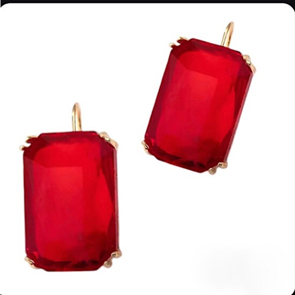 New Red Ruby Big Chunky July Drop Earrings
